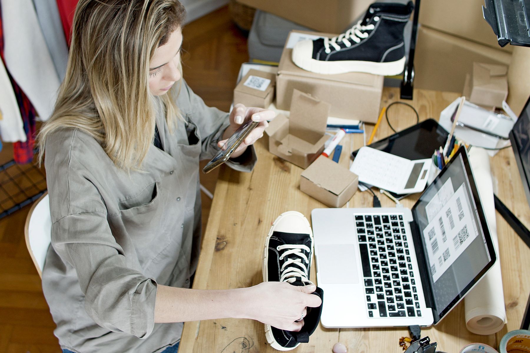 Owner working at a laptop